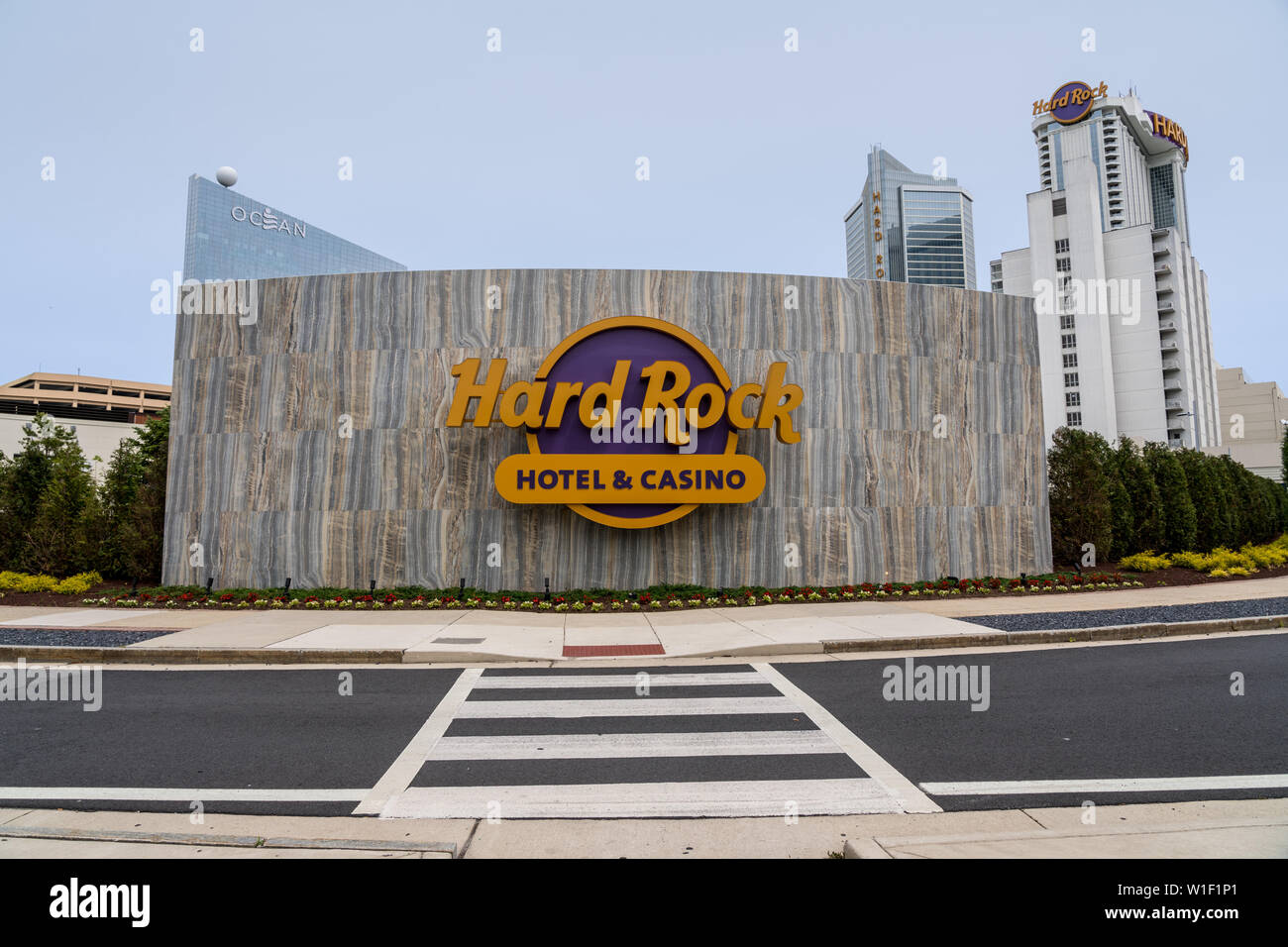 Entrance to Hard Rock Casino in Atlantic City on New Jersey coastline Stock Photo