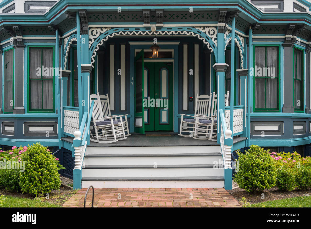 Entrance to Victorian home in Cape May New Jersey Stock Photo
