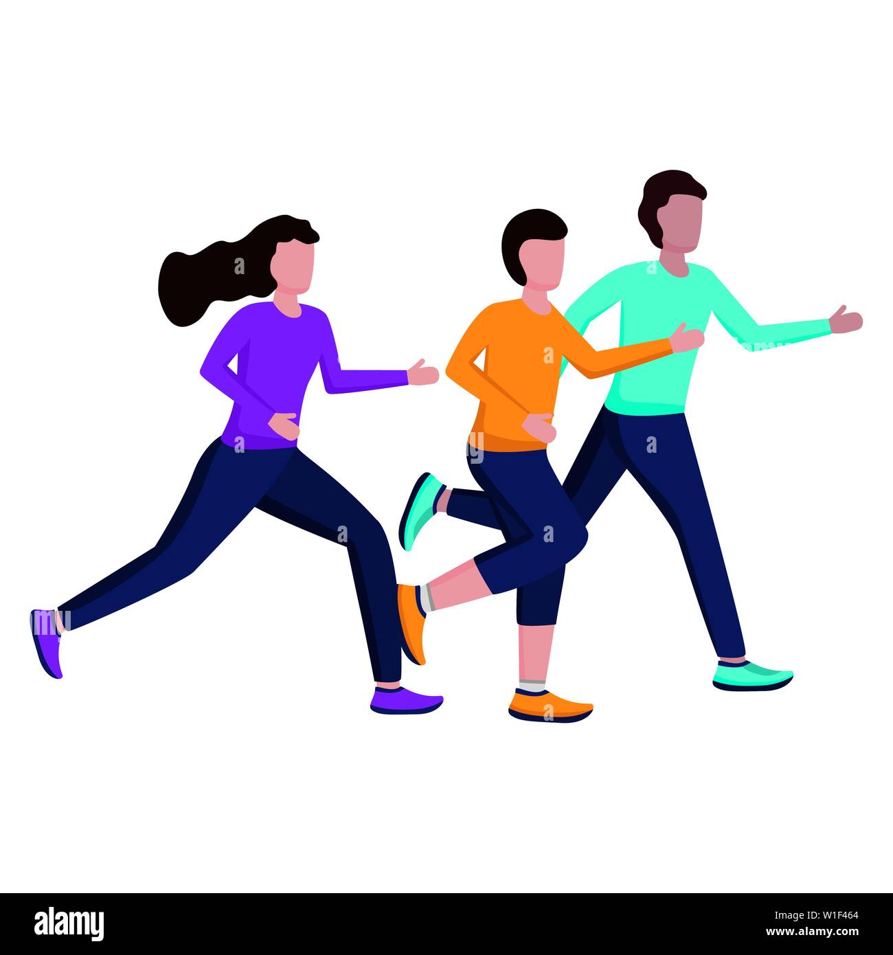 men and woman running activity vector illustration Stock Vector Image ...