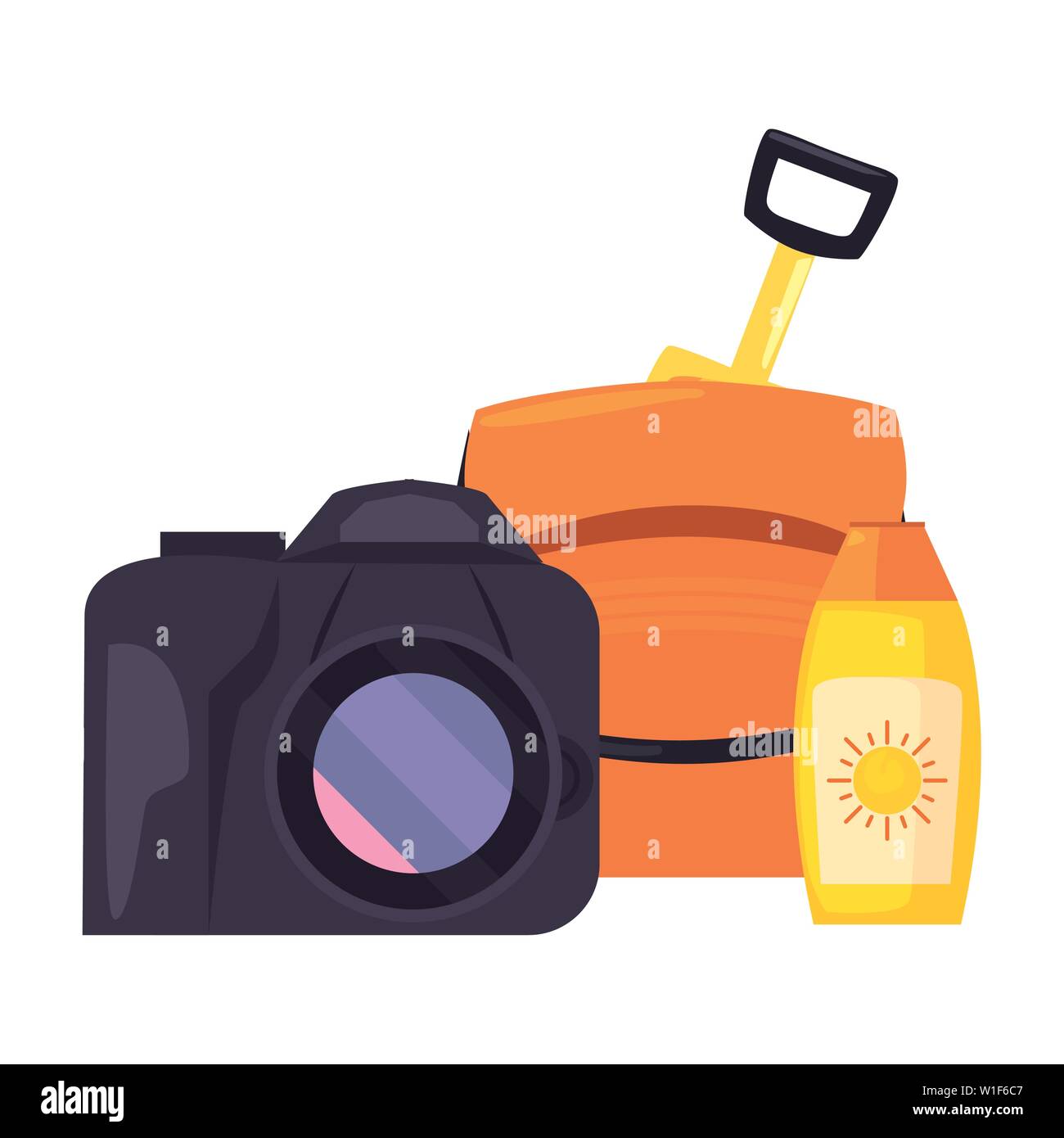 camera bucket and sunblock vacations tropical summer vector ...