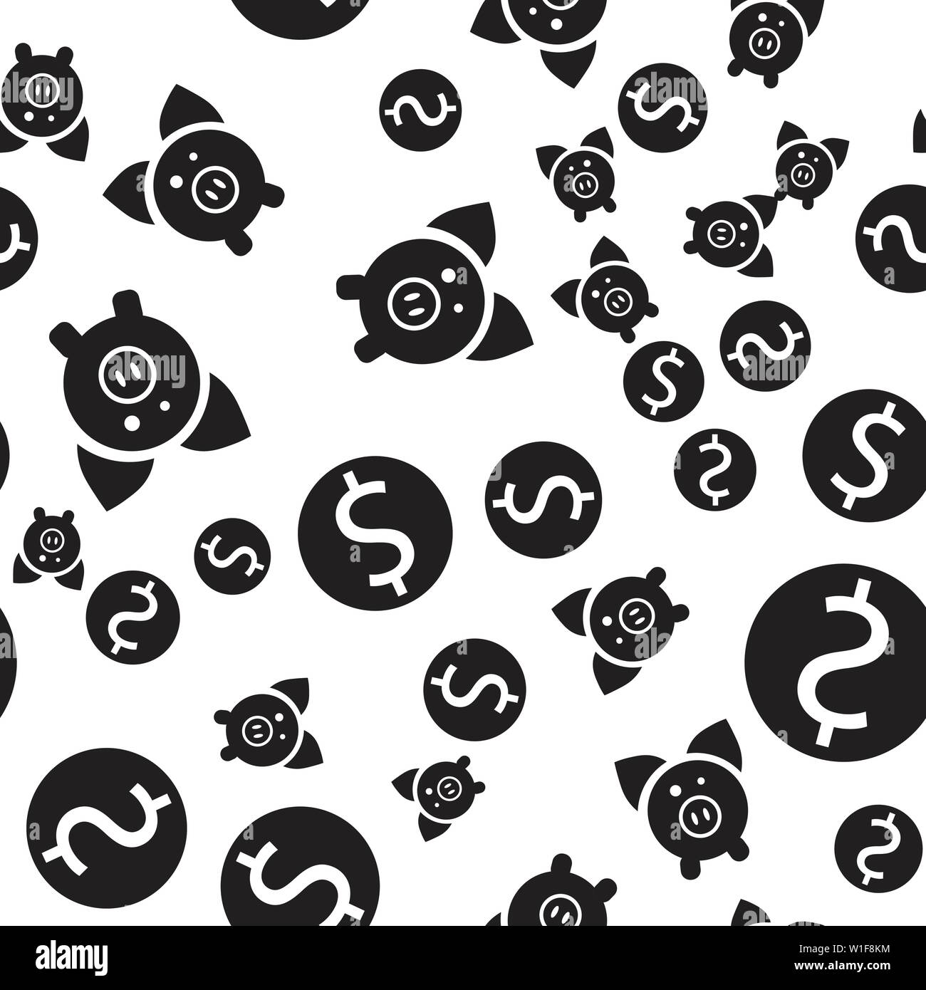Moneyboxes seamless pattern. Vector illustration on white background. Stock Vector