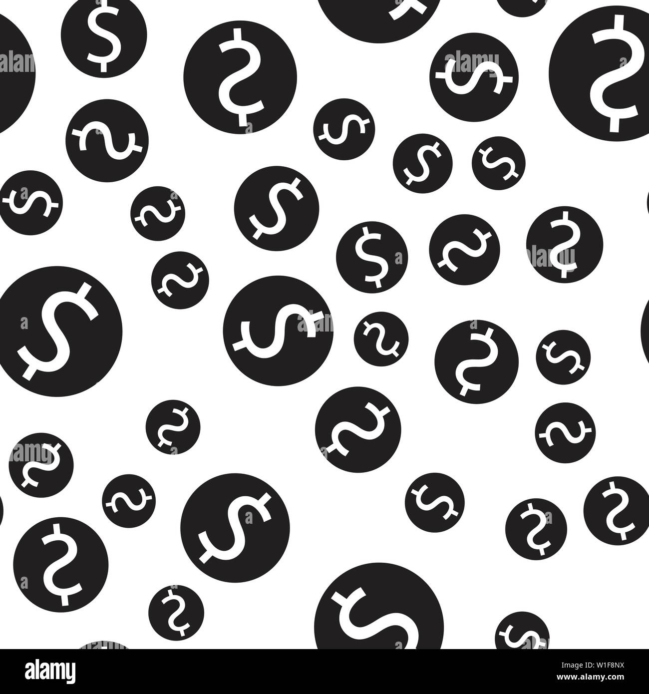 Seamless pattern of dollar coins. Vector illustration on white ...