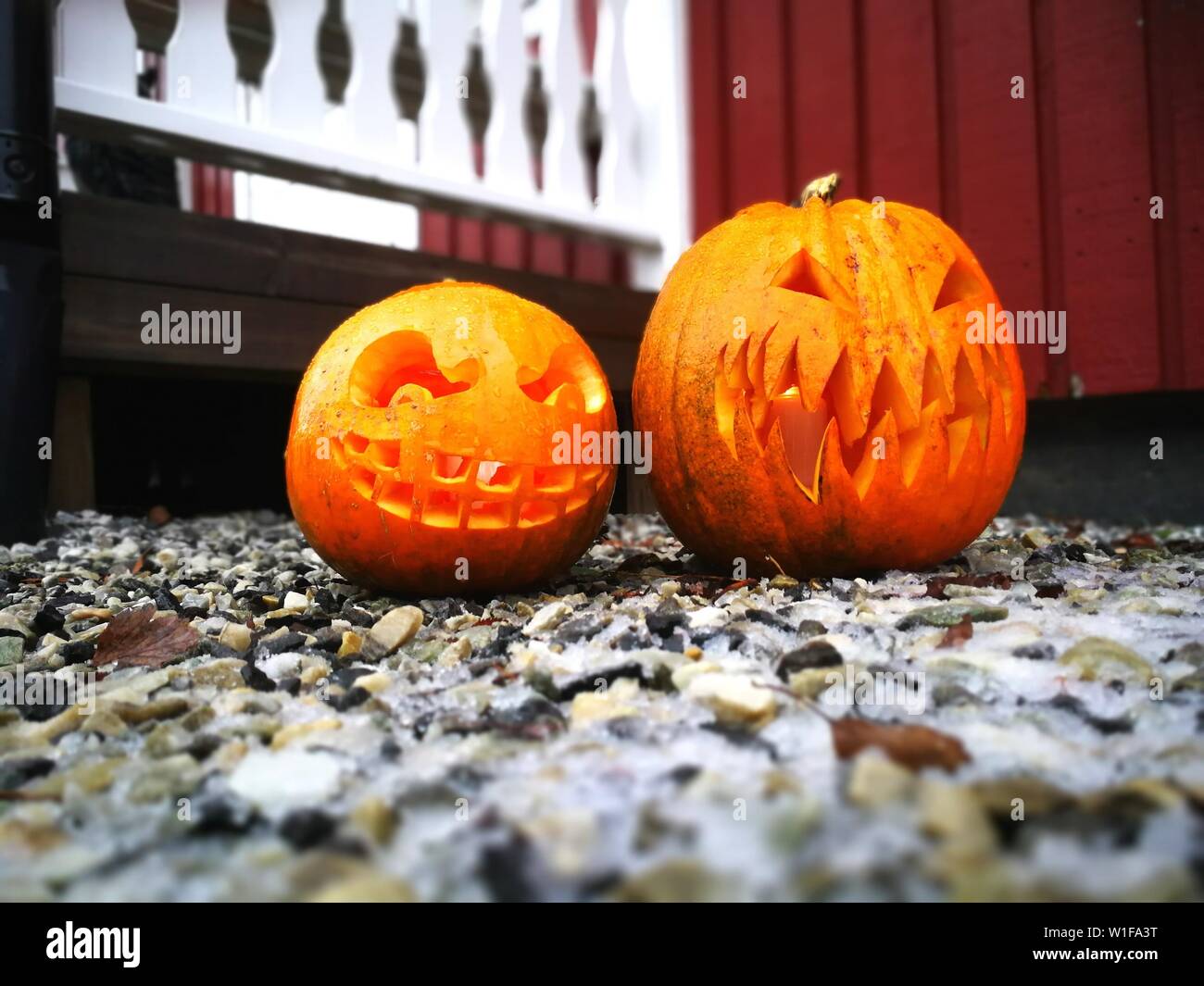 traditional swedish house pumpkin dekoration in Halloween Stock Photo