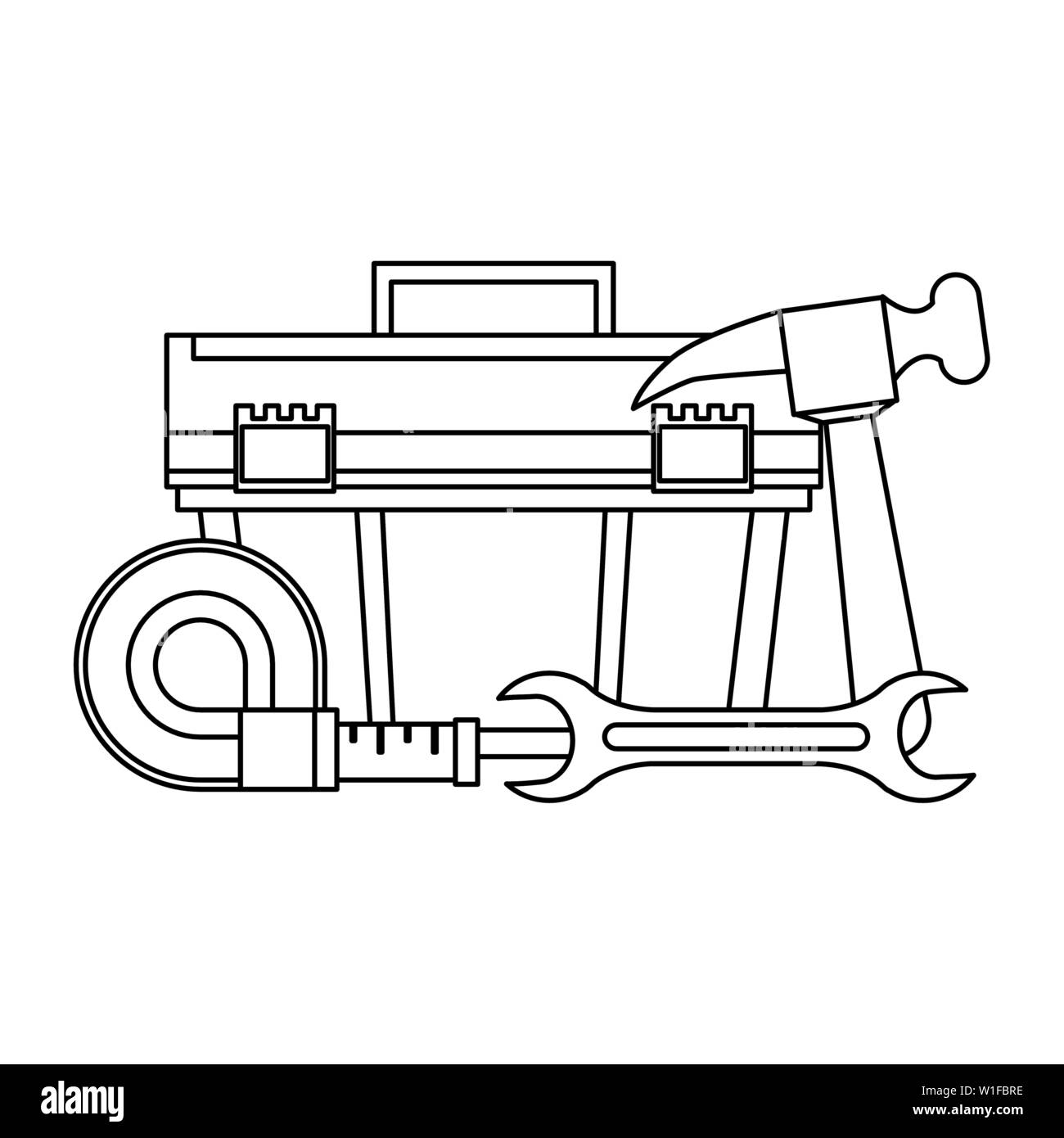 Construction tools and repair equipment in black and white Stock Vector ...