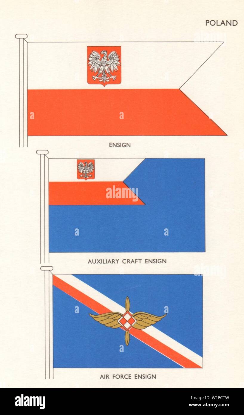 UK FLAGS. The United Kingdom. Royal Fleet Auxiliary Flag 1964 old print Stock Photo