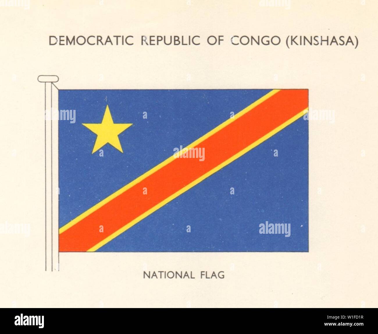 CONGO FLAGS. Democratic Republic of Congo (Kinshasa). National Flag 1968 print Stock Photo