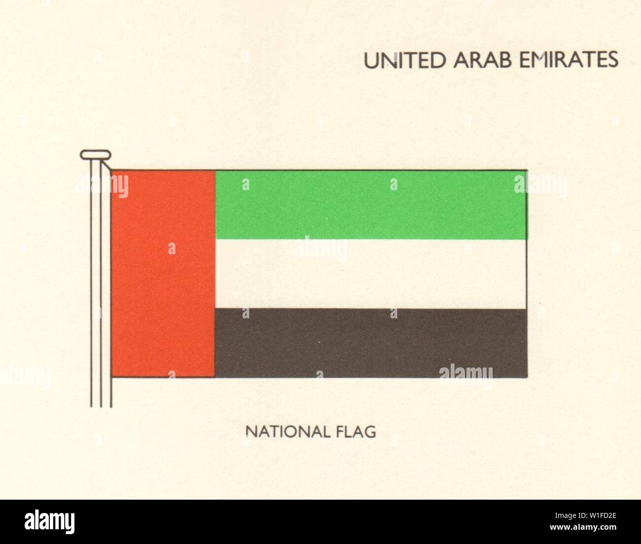 UAE FLAGS. United Arab Emirates. National Flag 1979 old vintage print