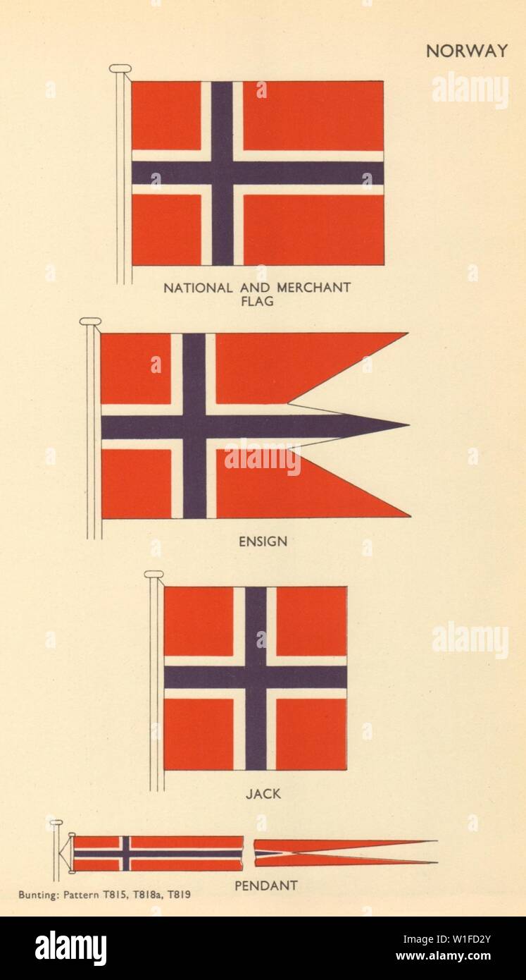 Norway Flags Norway National And Merchant Flag Ensign Jack Pendant 1955 Stock Photo Alamy