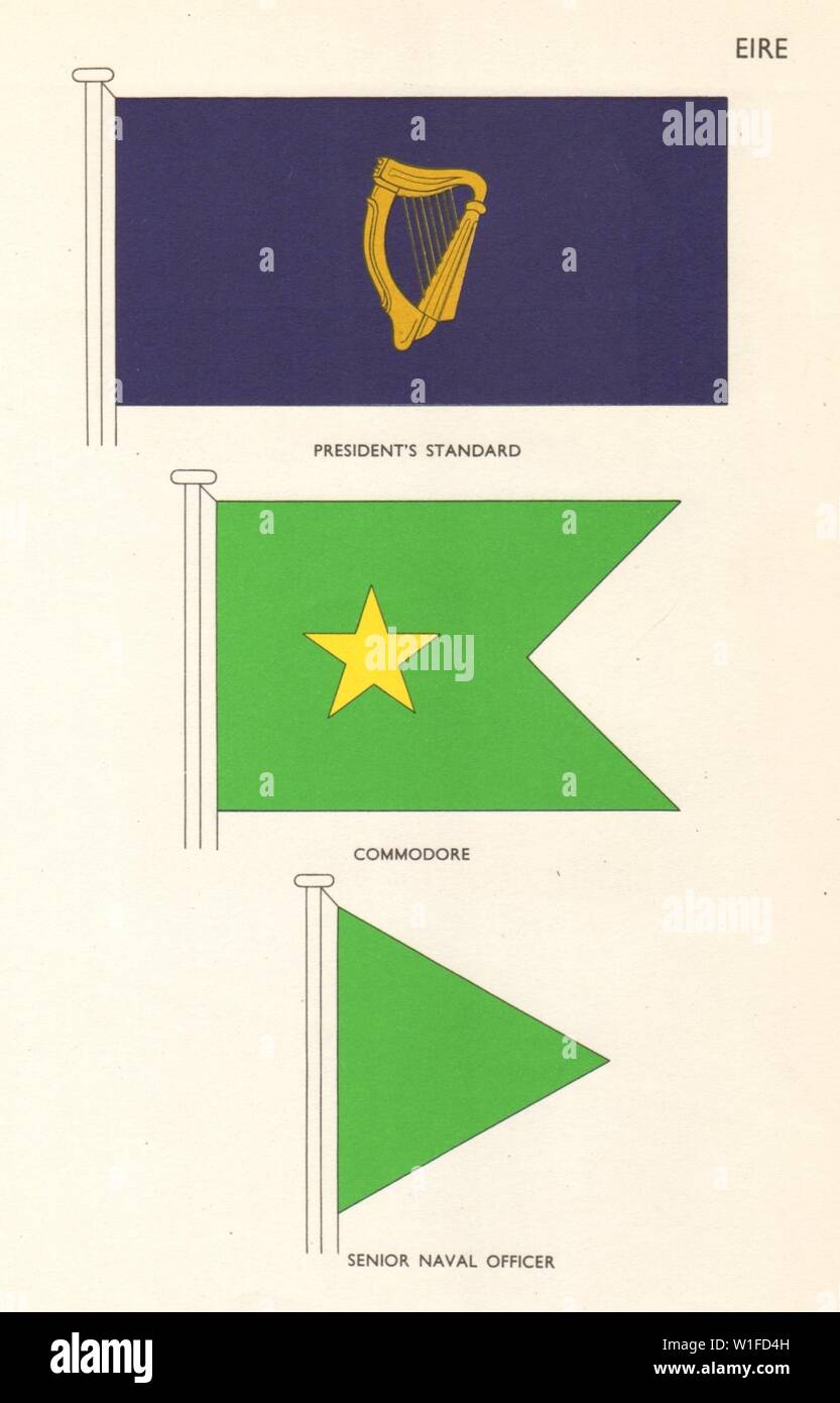 IRELAND FLAGS. Eire. President's Standard, Commodore, Senior Naval Officer 1955 Stock Photo
