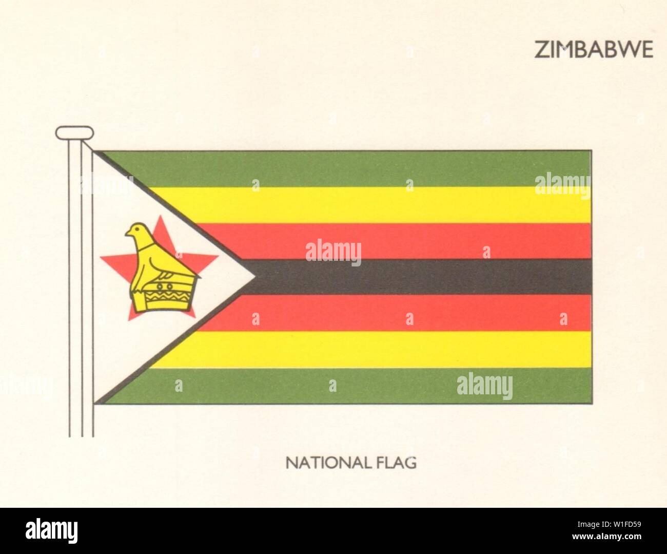 ZIMBABWE FLAGS. National Flag 1985 old vintage print picture Stock
