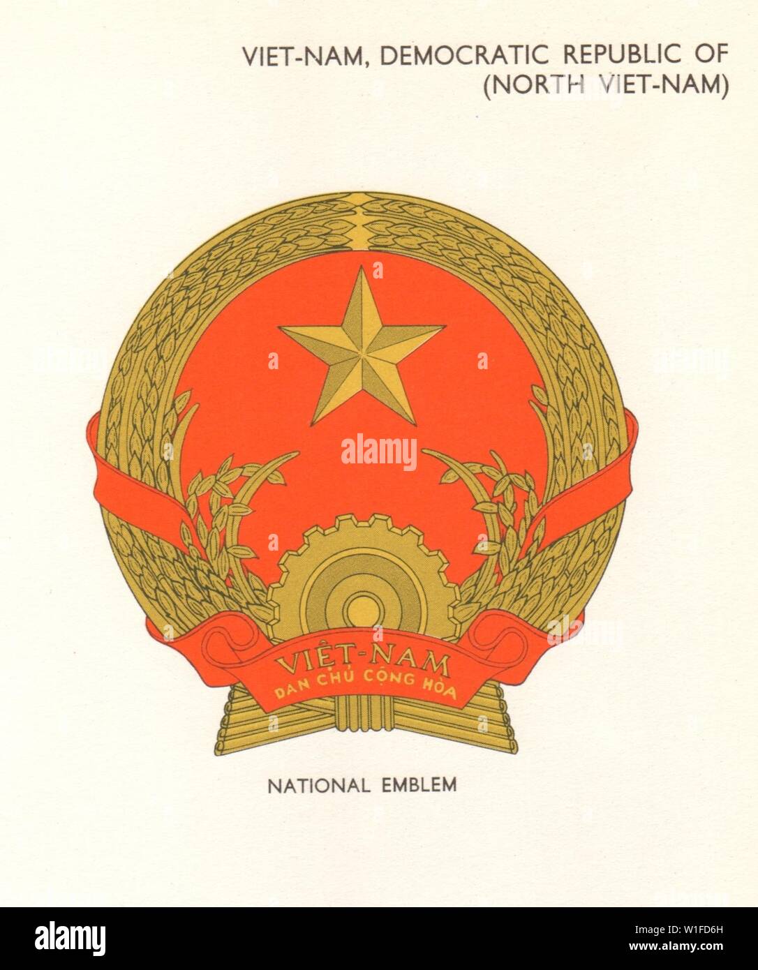 VIETNAM FLAGS. North Viet-Nam, Democratic Republic of. National Emblem 1964 Stock Photo