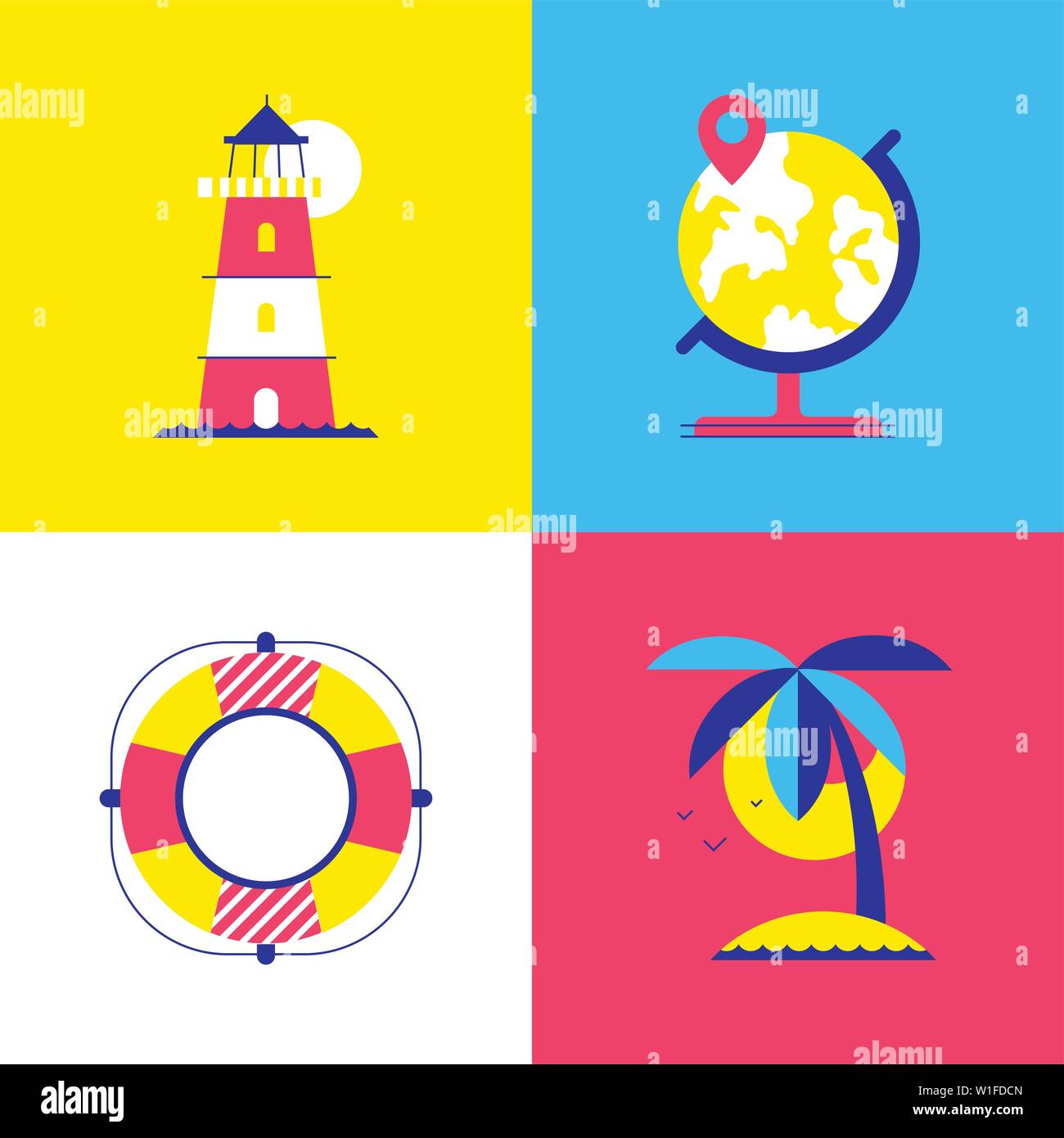 Summer vacation - colorful flat design style elements Stock Vector ...