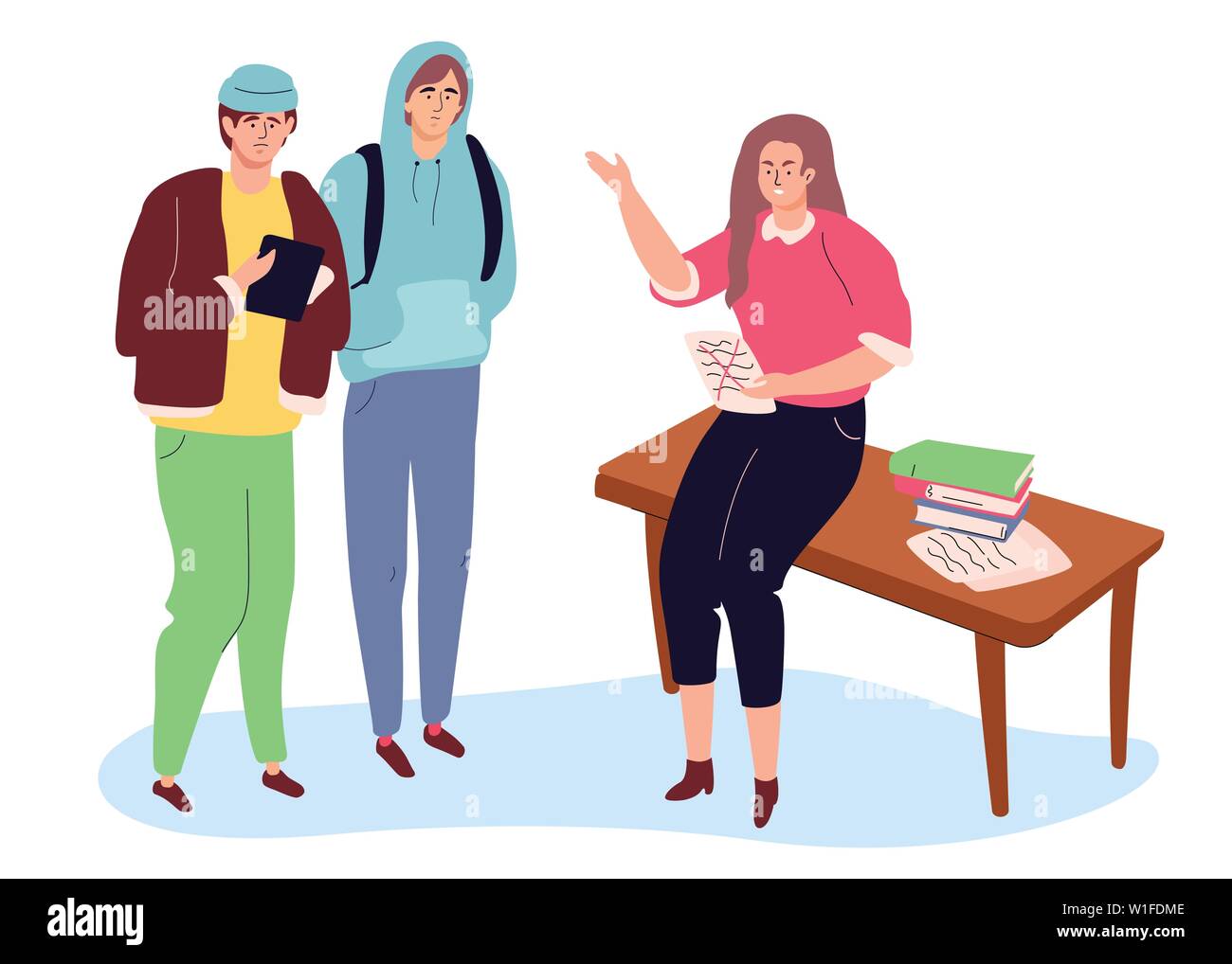 Students on a lesson - colorful flat design style illustration Stock Vector