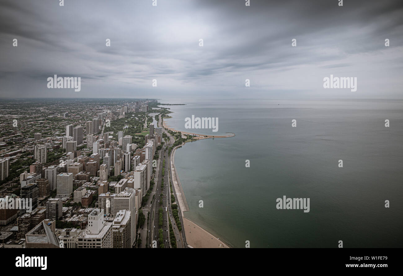 Lake shore of Chicago - aerial view Stock Photo - Alamy