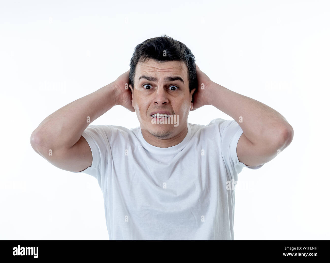 scared man face. Stock Photo