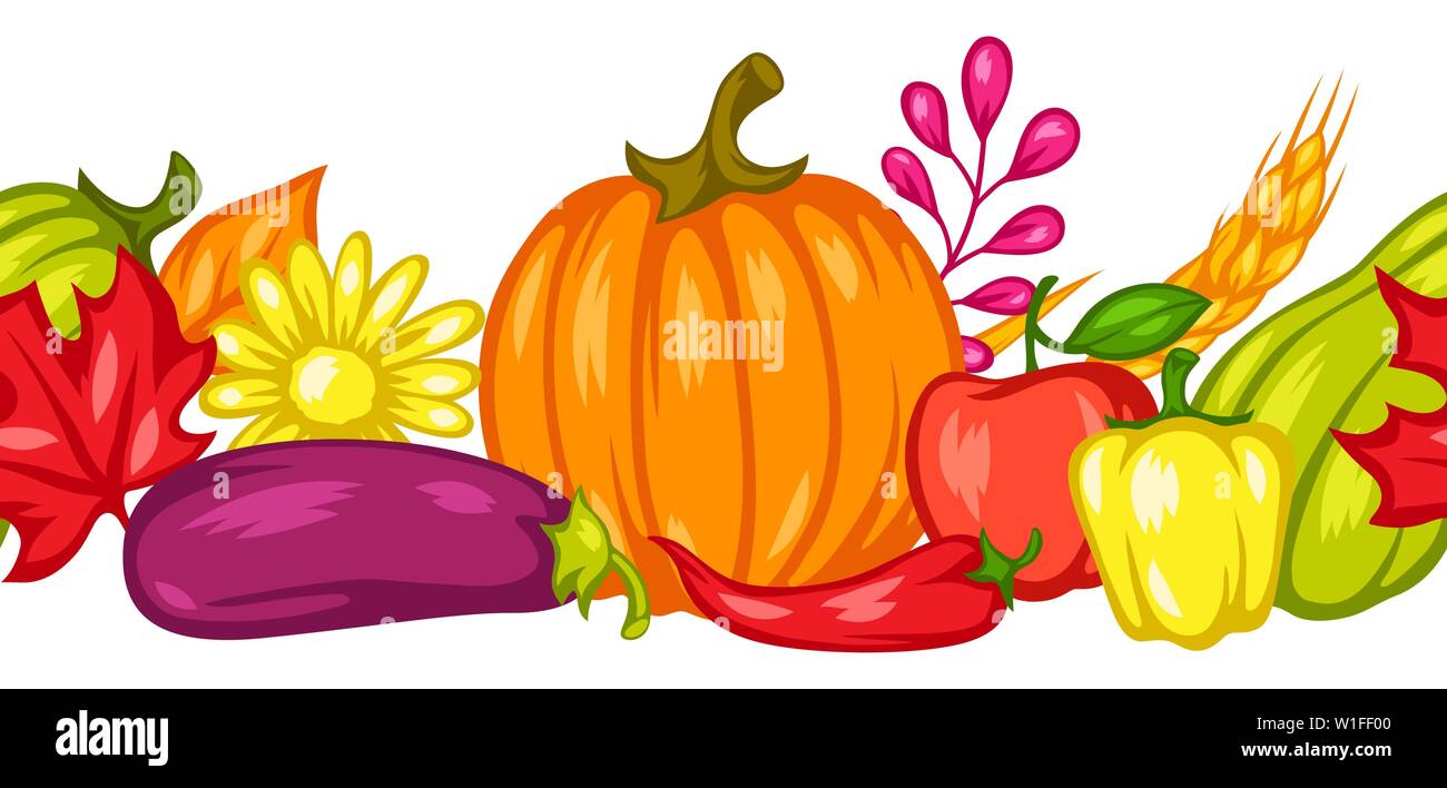Harvest seamless pattern with fruits and vegetables Stock Vector Image ...