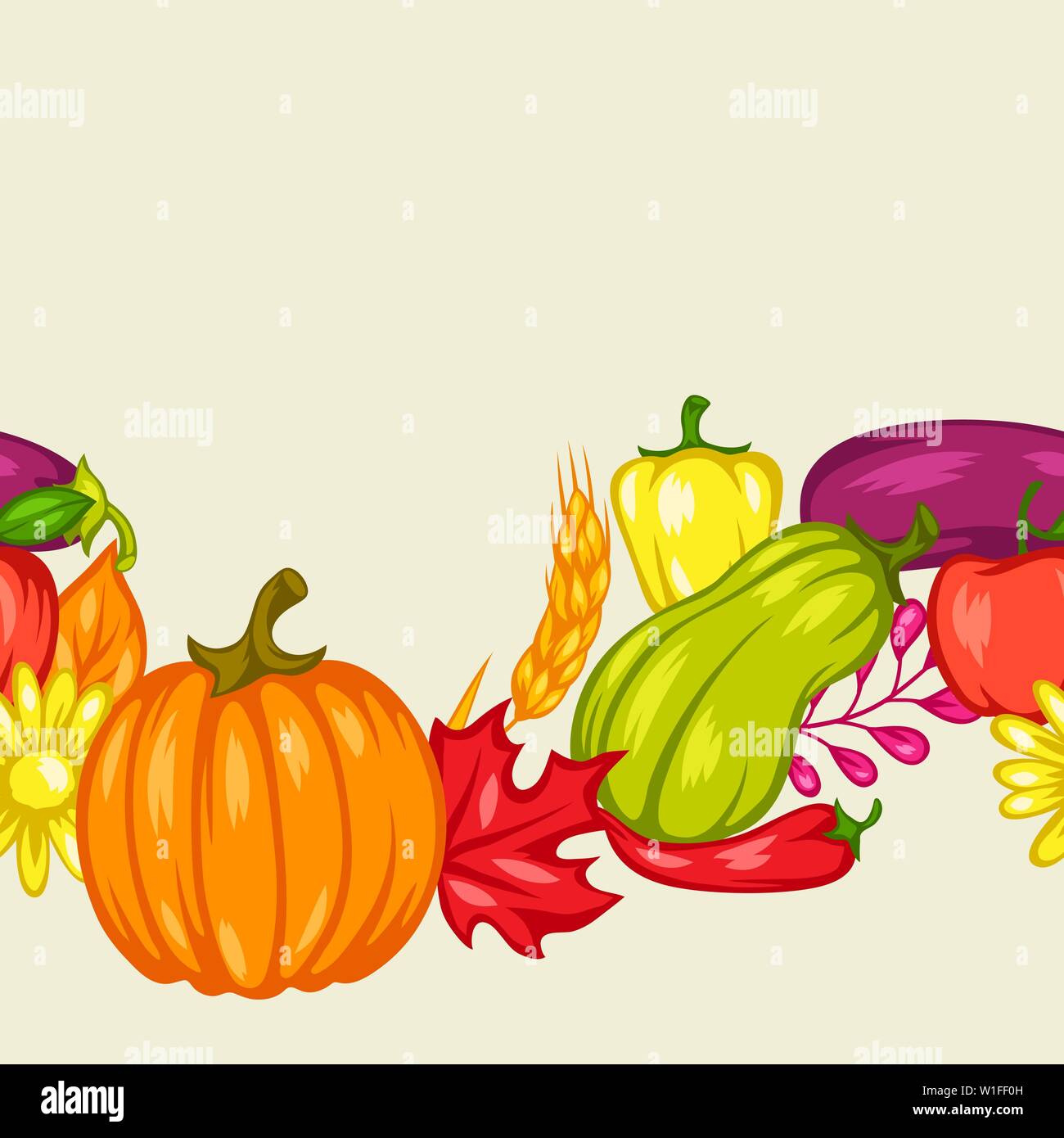 Harvest seamless pattern with fruits and vegetables Stock Vector Image ...
