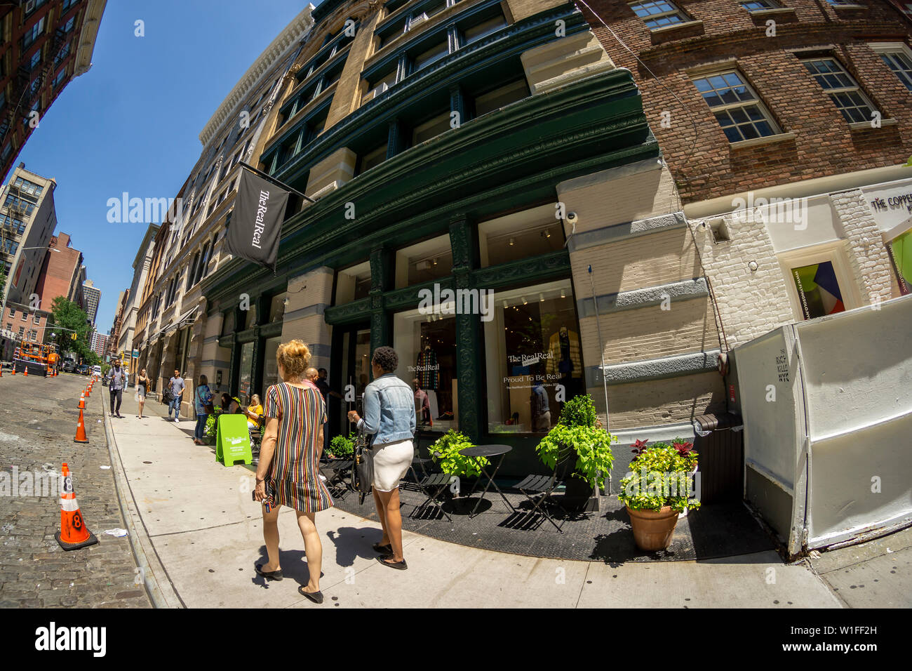 The RealReal luxury consignment store in the Soho neighborhood of New York on Wednesday, June 26, 2019. The startup, which sells after authentication previously owned luxury goods on consignment is launching its initial public offering later this week. The estimate for the total luxury resale market in the U.S. is $6 billion. (© Richard B. Levine) Stock Photo