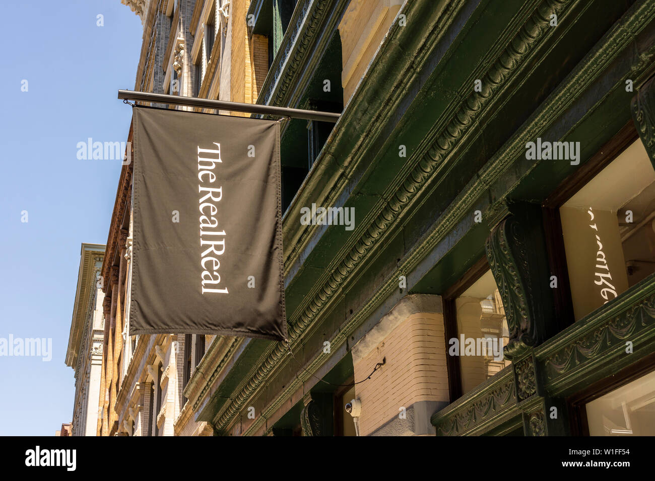 The RealReal luxury consignment store in the Soho neighborhood of New York on Wednesday, June 26, 2019. The startup, which sells after authentication previously owned luxury goods on consignment is launching its initial public offering later this week. The estimate for the total luxury resale market in the U.S. is $6 billion. (© Richard B. Levine) Stock Photo