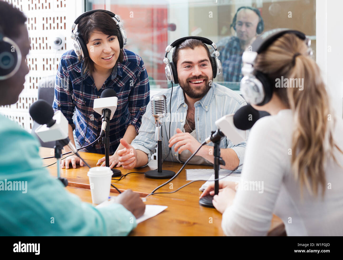 Fine presenters of different nationalities in sound broadcasting