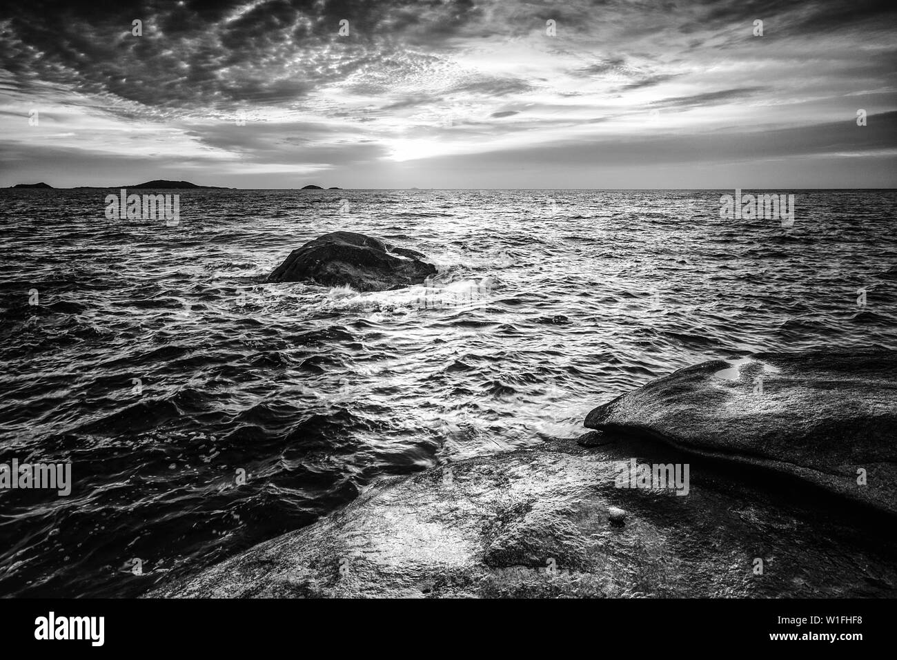 storm ocean monochrome sunset water Stock Photo - Alamy