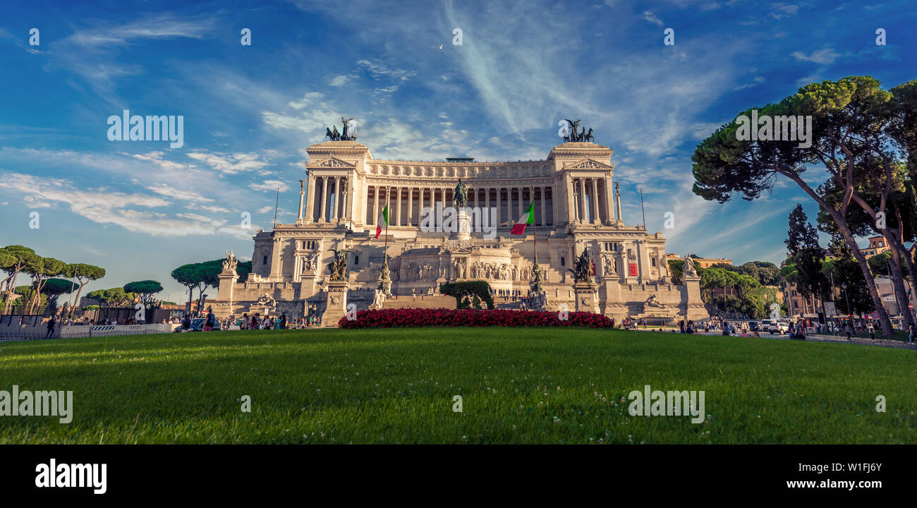 Monument built of white marble, with distinctive features Corinthian columns, fountains, sculptures and statues. The view is impressive because every Stock Photo