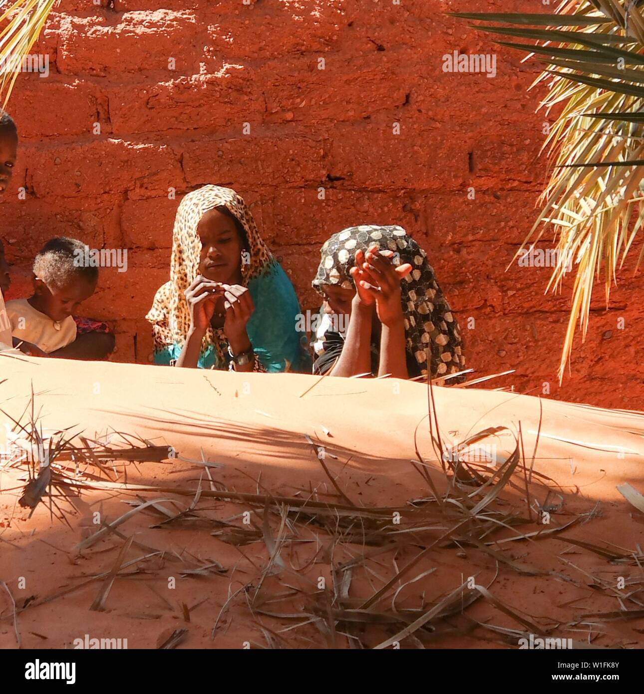 Portrait of Toubou, or Tubu woman - 10 november 2018 Demi village at Fada, Ennedi, Chad Stock Photo