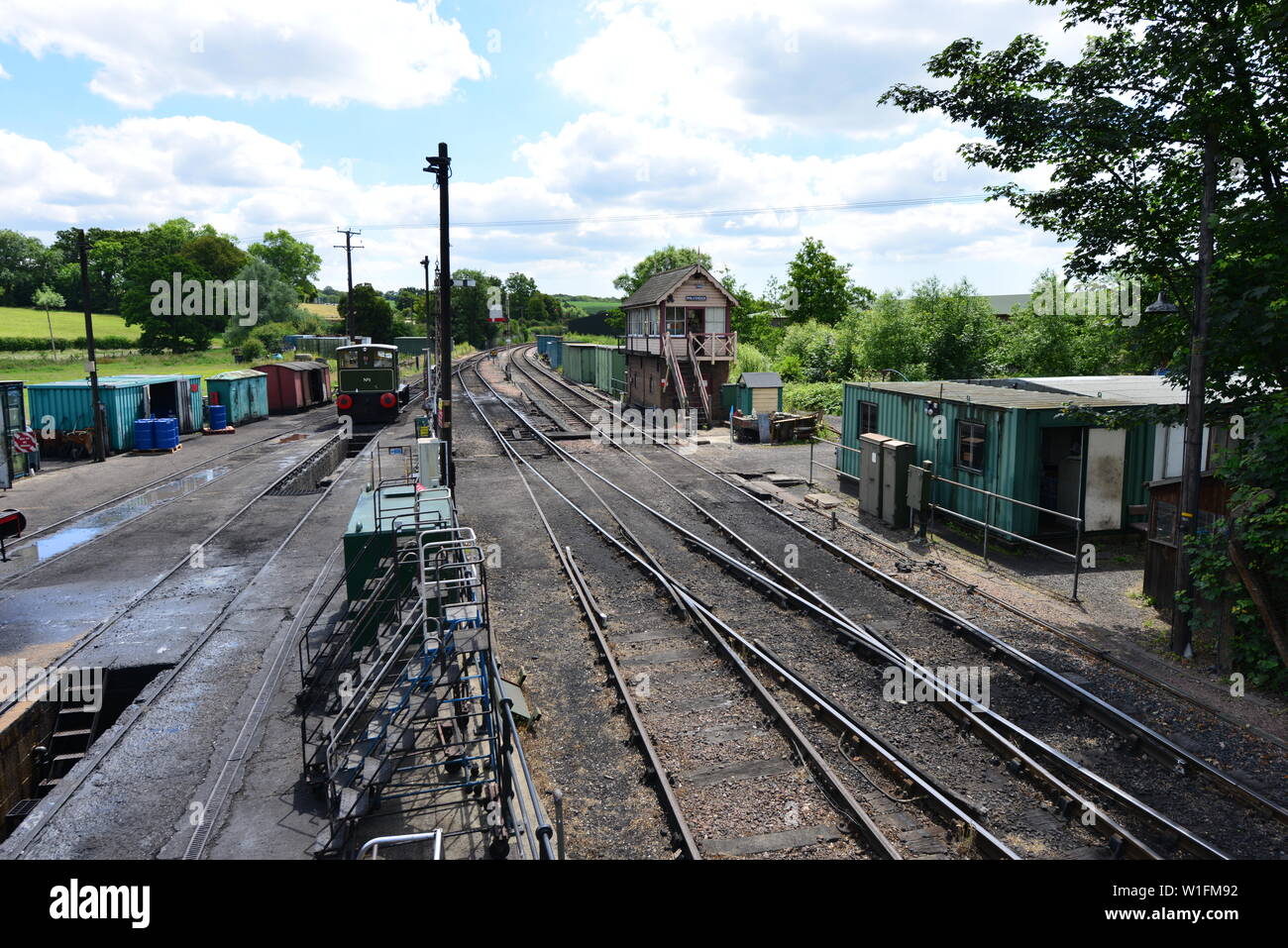 Railway line at a railway engineering yard in the UK Stock Photo Alamy