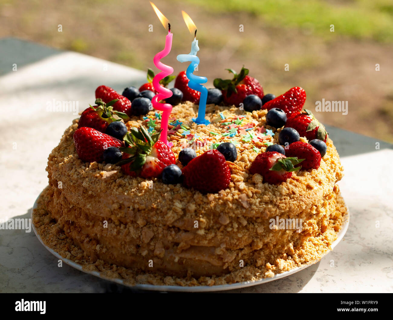 Party Food And Festive Concept Homemade Cake For Birthday