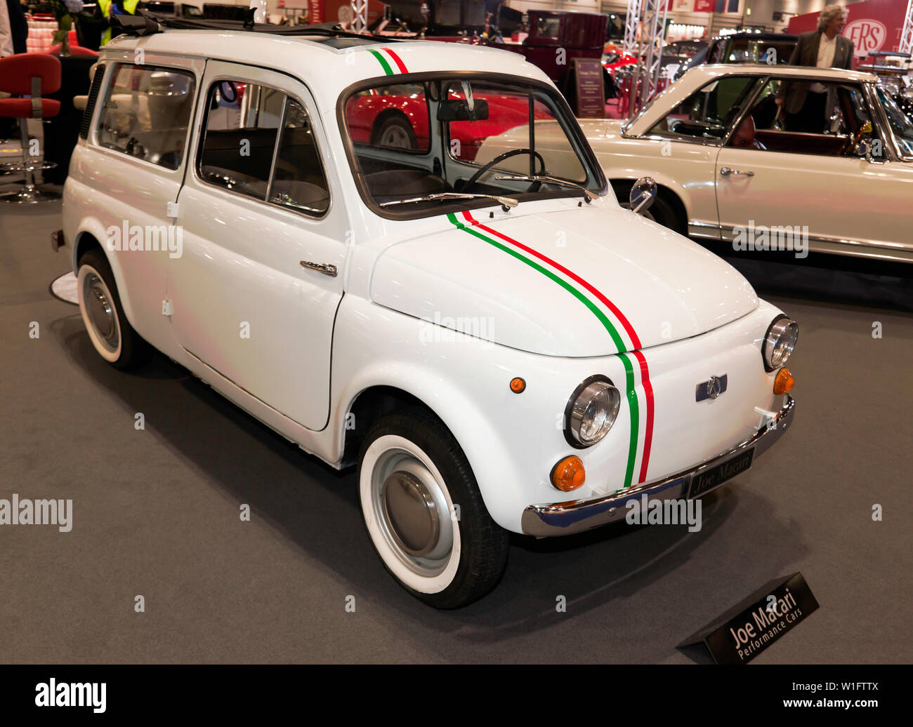 A Fiat 500 Giardiniera, on the Joe Macari Stand, at the 2019 