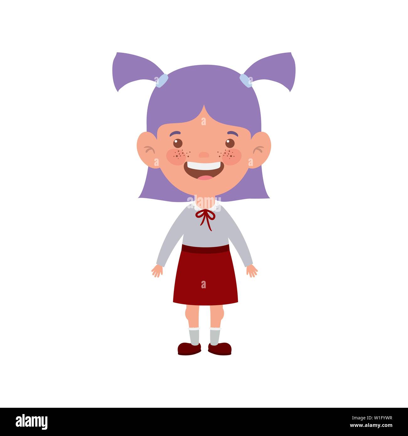 student girl standing smiling on white background Stock Vector Image ...