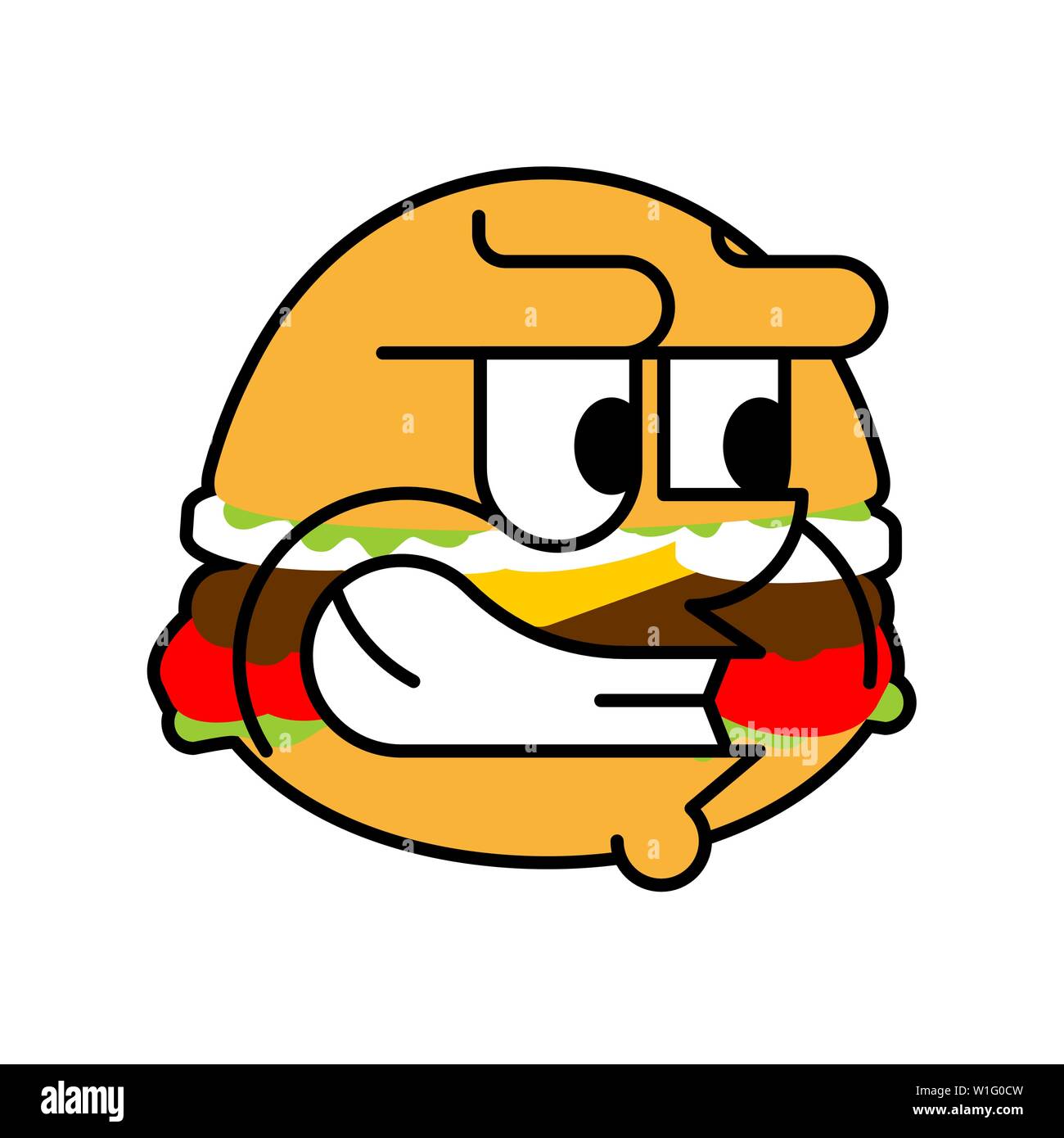 Angry burger. Evil hamburger isolated. Fasrfood Vector illustration Stock Vector