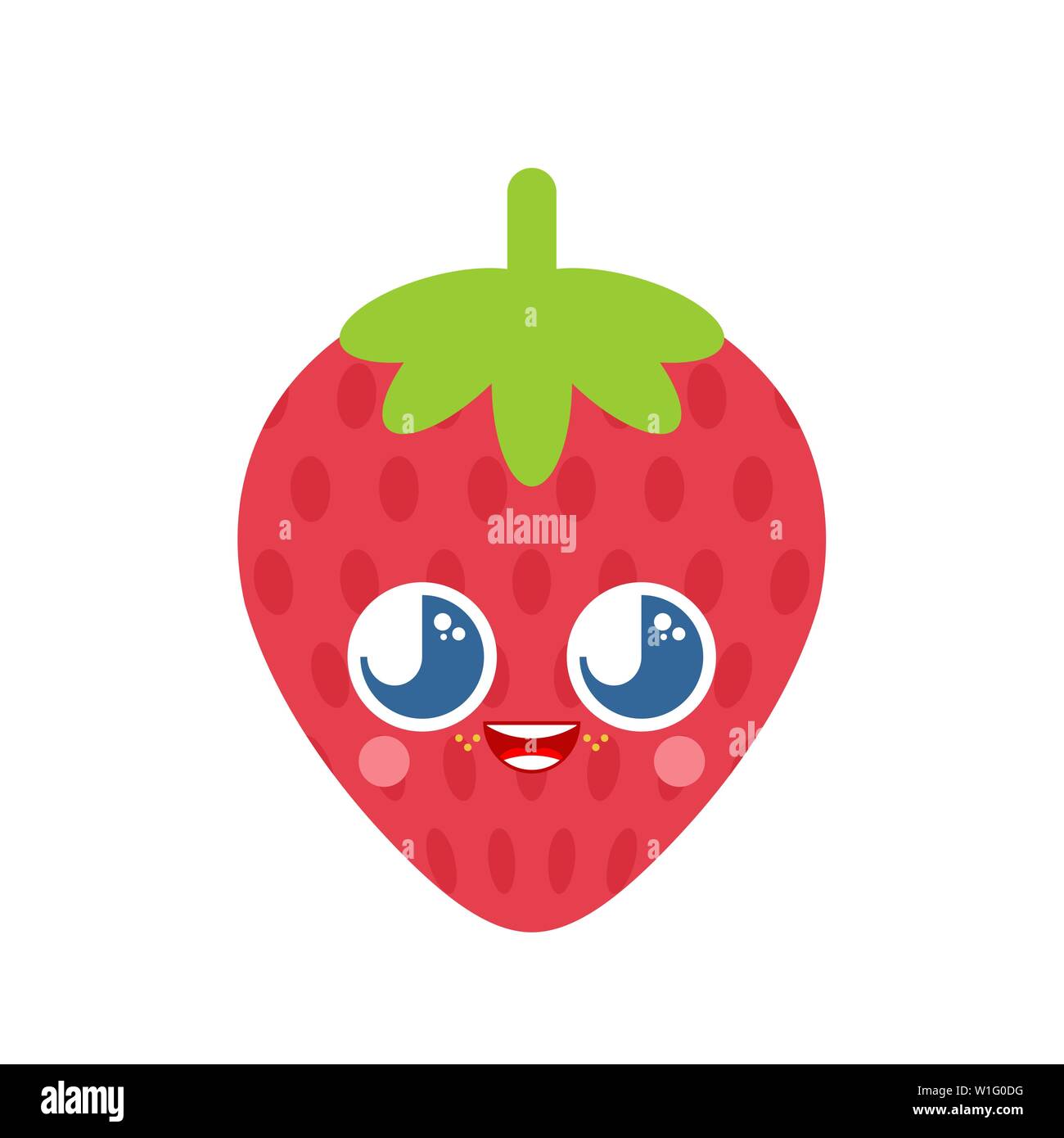 Cute kawaii strawberry isolated. funny berry cartoon style. kids