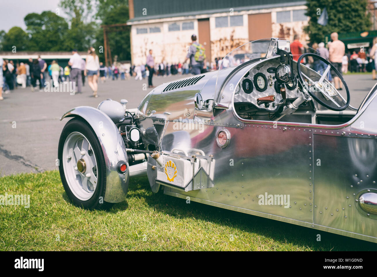 Pembleton 3 wheeler cycle car  at Bicester Heritage Centre super scramble event. Bicester, Oxfordshire, England. Vintage filter applied Stock Photo