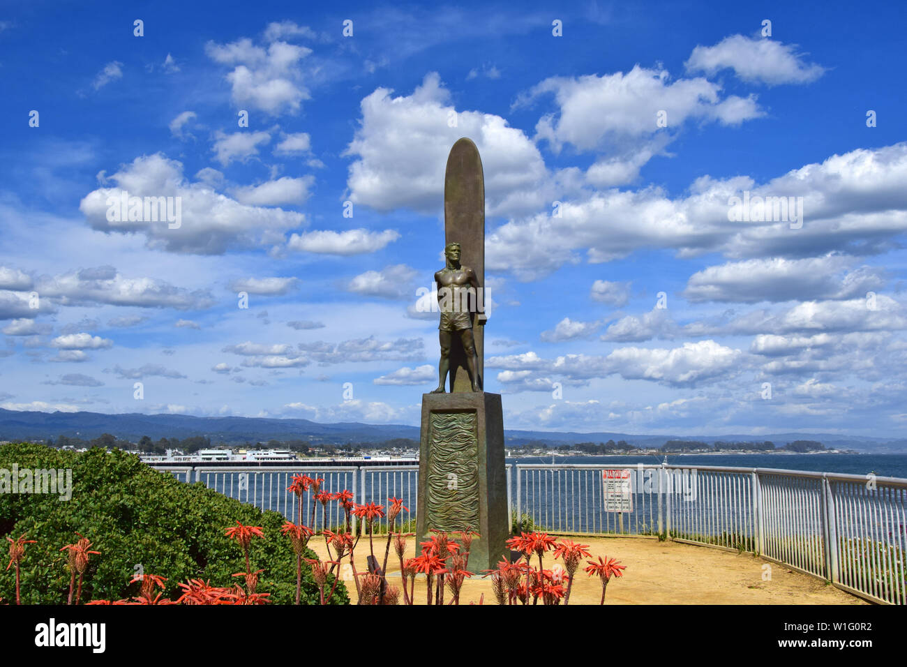 Surfer Statue in Santa Cruz, California Stock Photo
