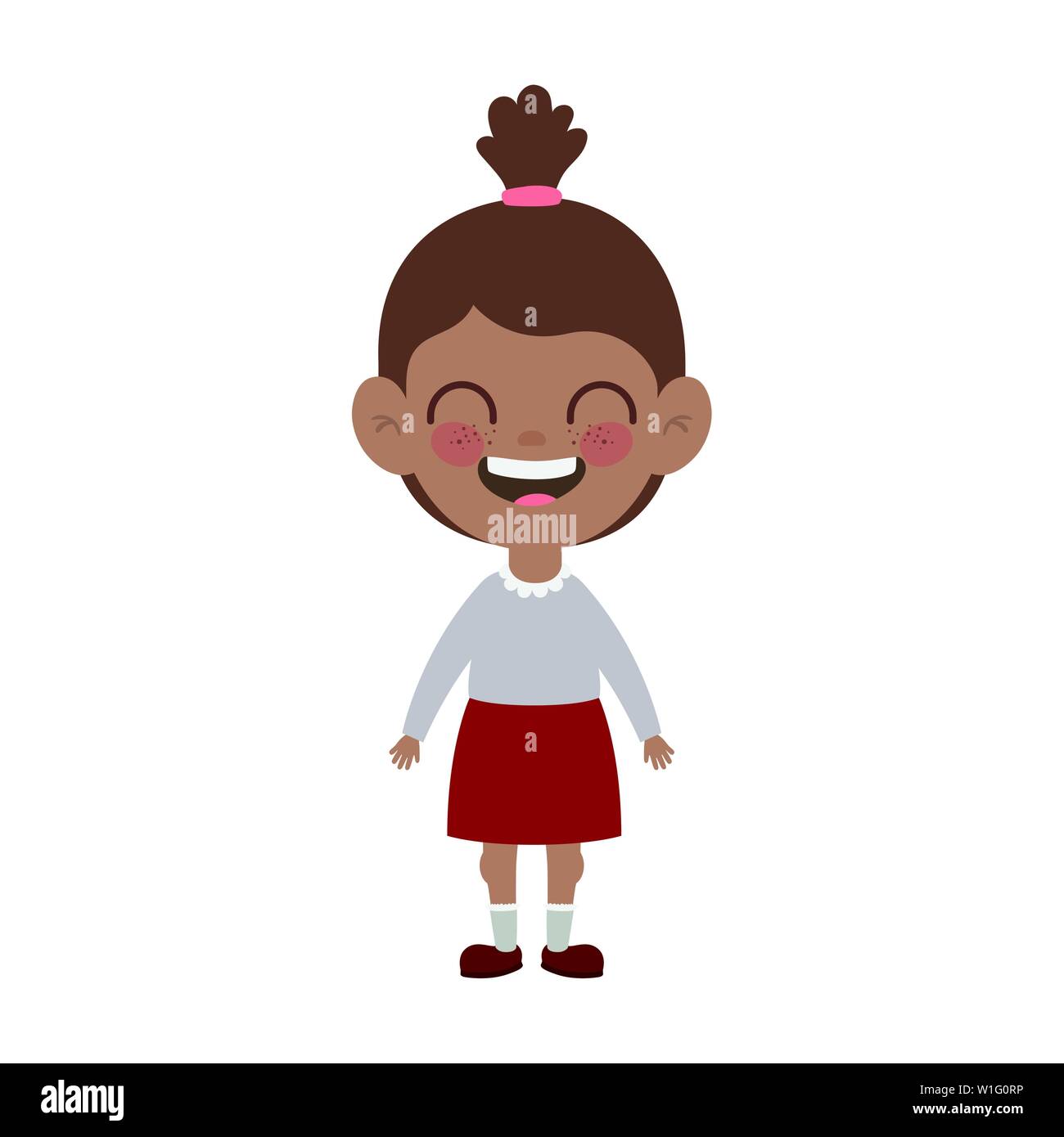 student girl standing smiling on white background Stock Vector Image ...