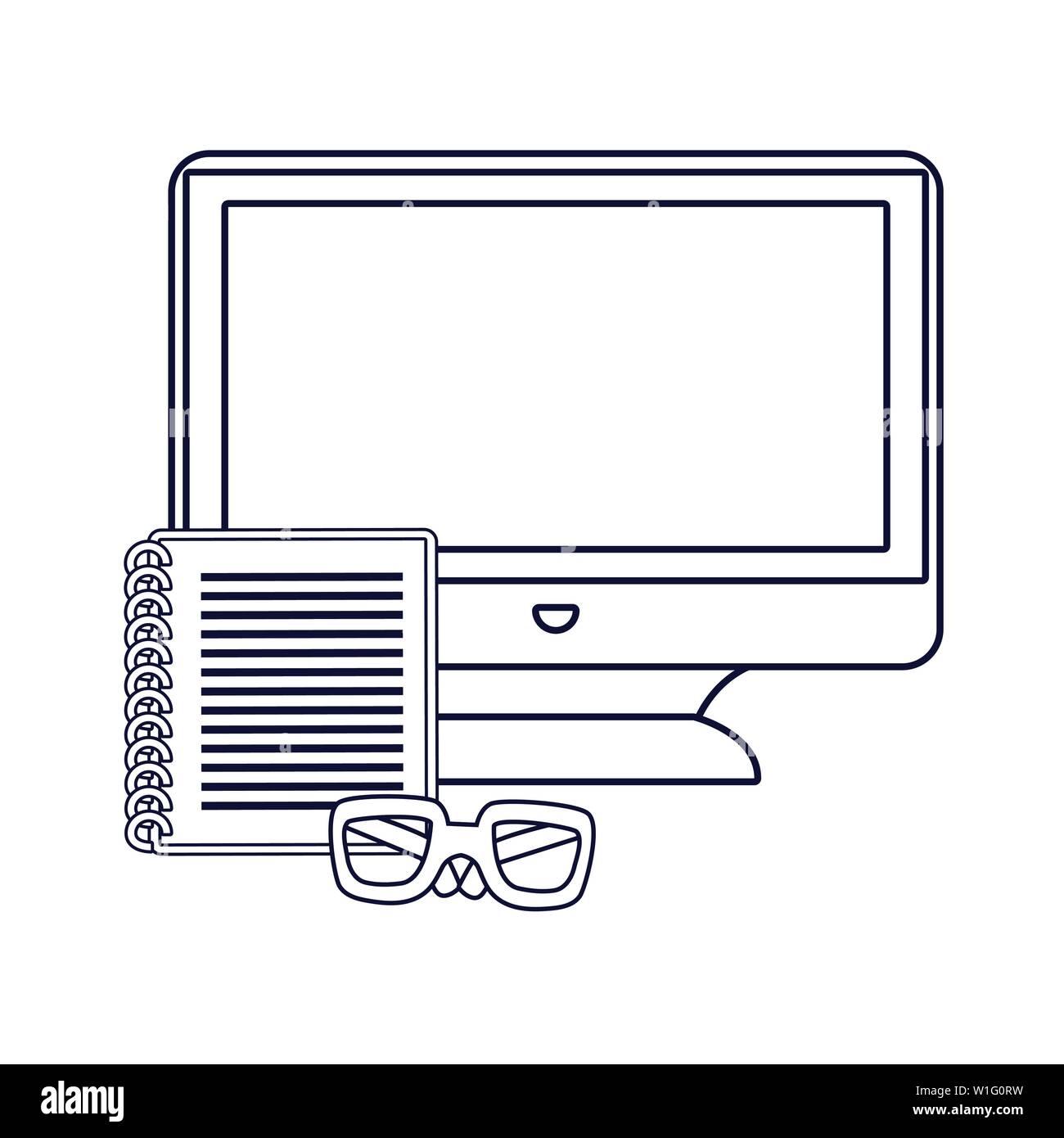 computer notebook glasses back to school vector illustration Stock ...