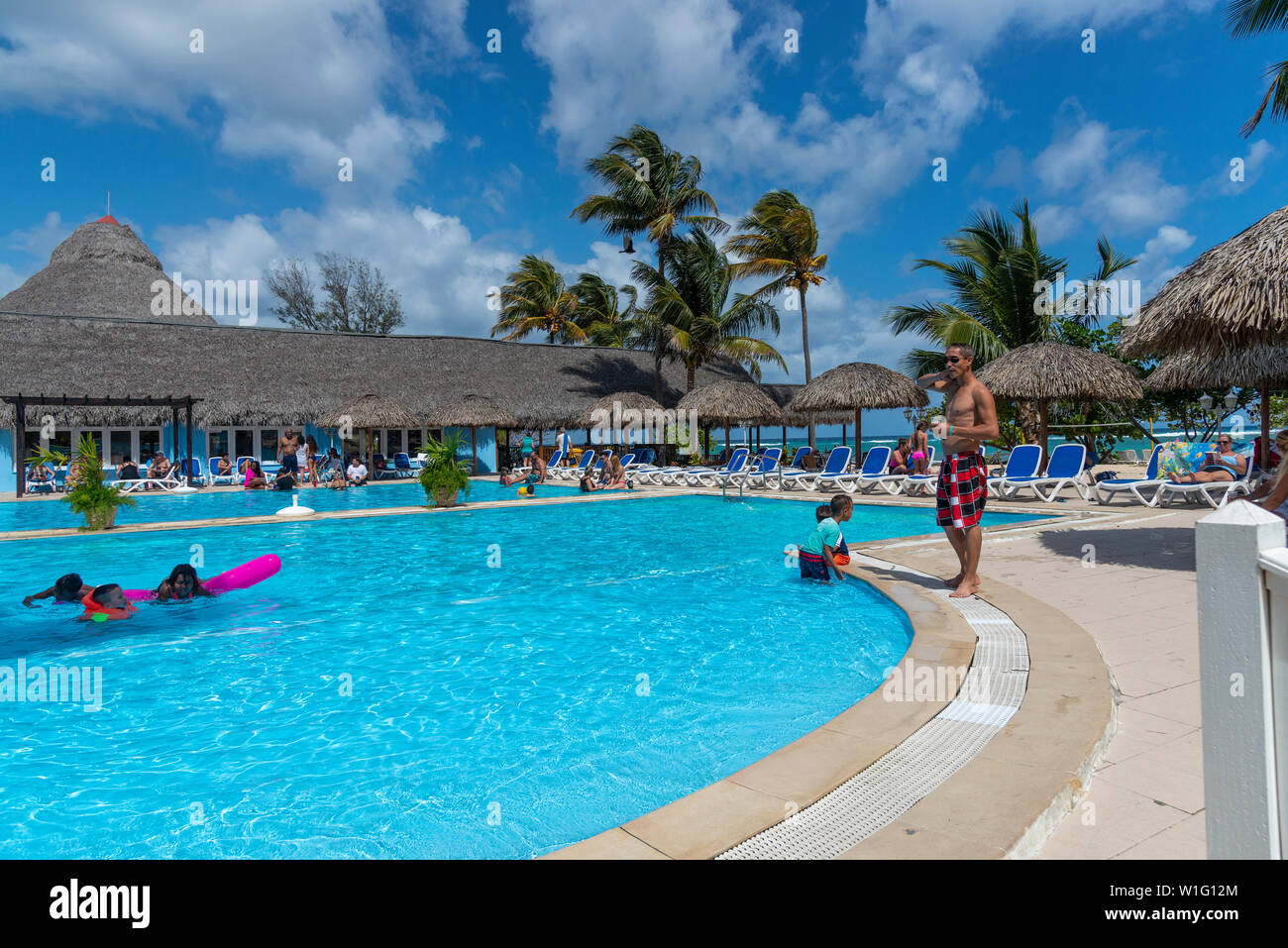Swimming pool at the Hotel Villa Tropico, Jibacoa, Near Havana, Cuba, Caribbean Stock Photo