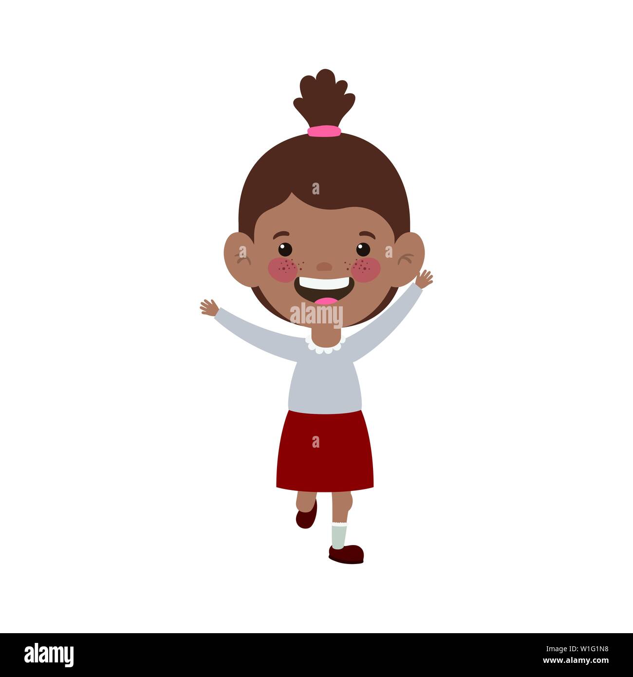 student girl standing smiling on white background Stock Vector Image ...