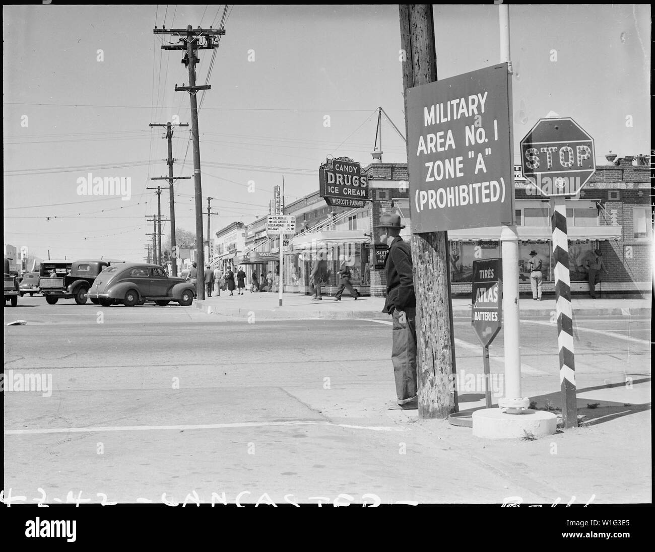 Lancaster, California. Sign on main street designating military zone