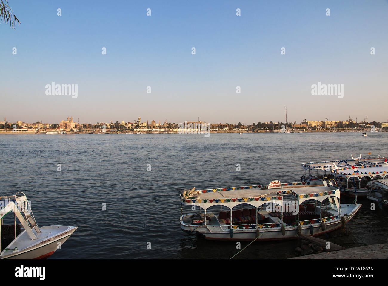Boat on Nile river in Luxor city, Egypt Stock Photo - Alamy
