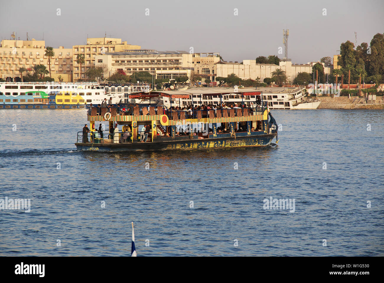 Boat on Nile river in Luxor city, Egypt Stock Photo - Alamy