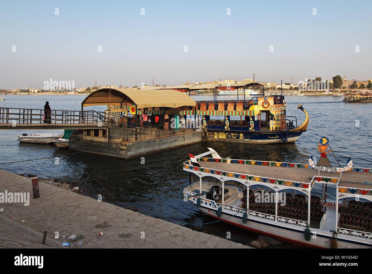 Boat on Nile river in Luxor city, Egypt Stock Photo - Alamy