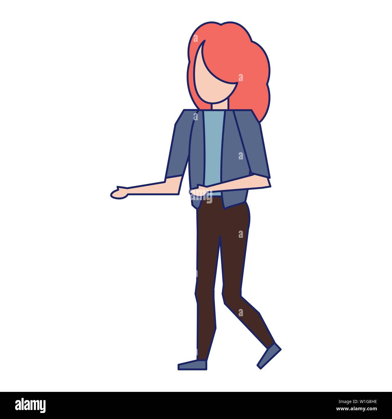 Young woman faceless avatar cartoon blue lines Stock Vector Image & Art ...