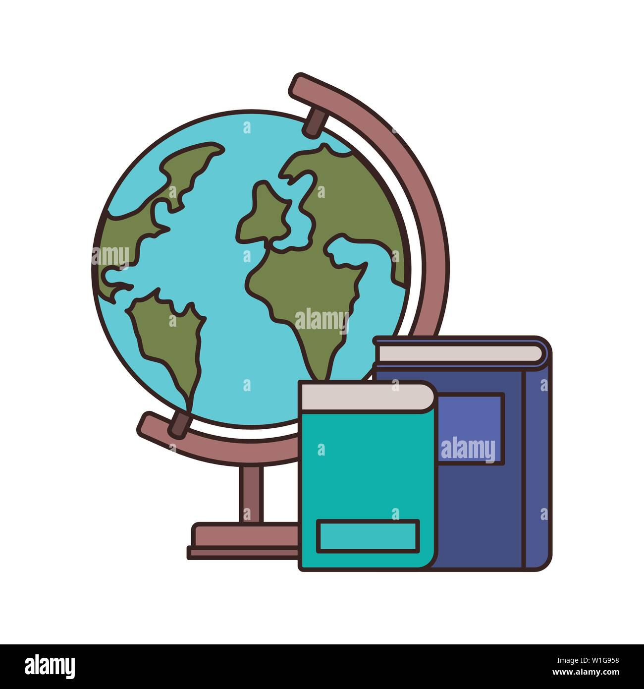 stack of books with globe on white background Stock Vector Image & Art ...