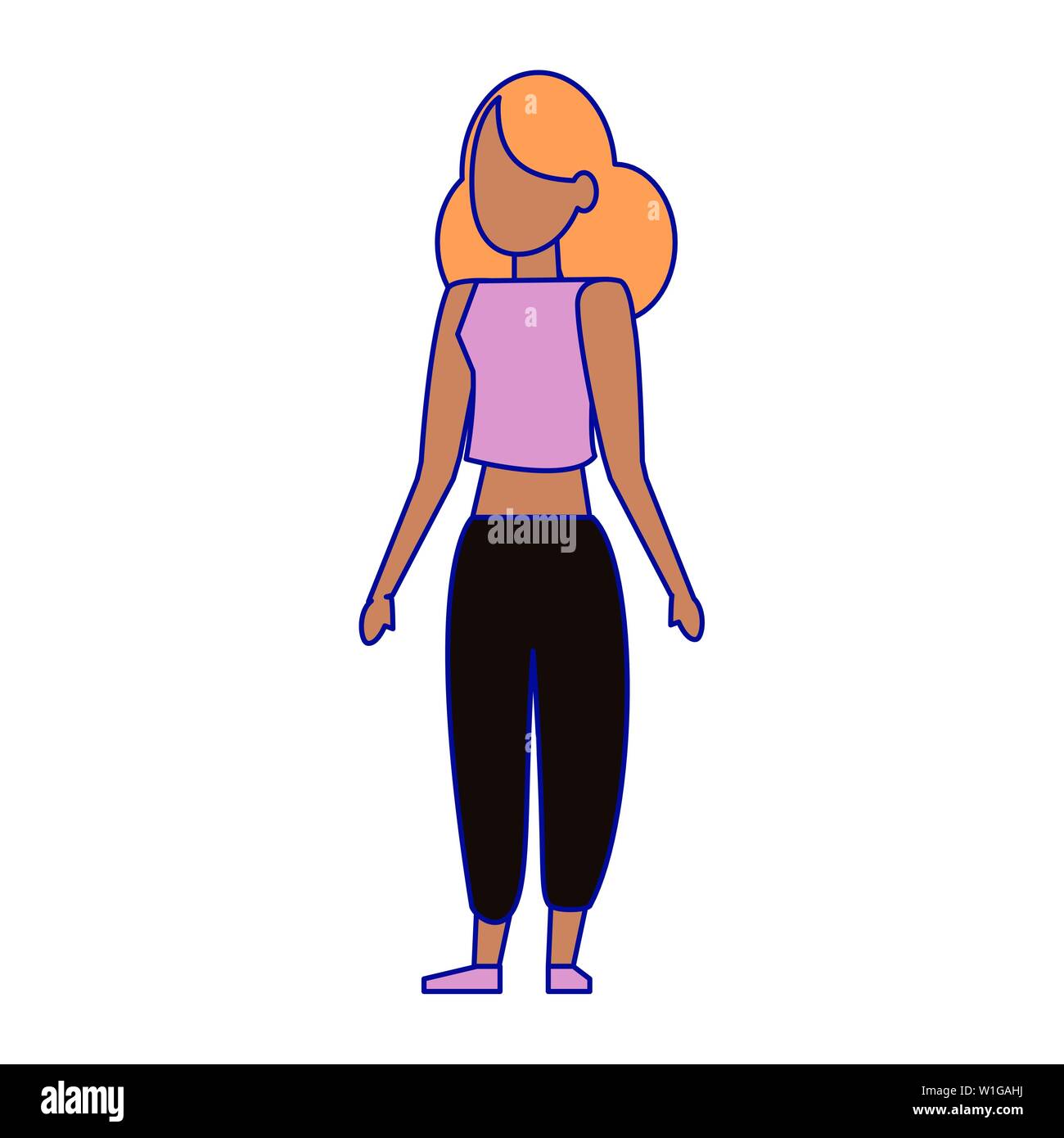 Young woman faceless avatar cartoon blue lines Stock Vector Image & Art ...