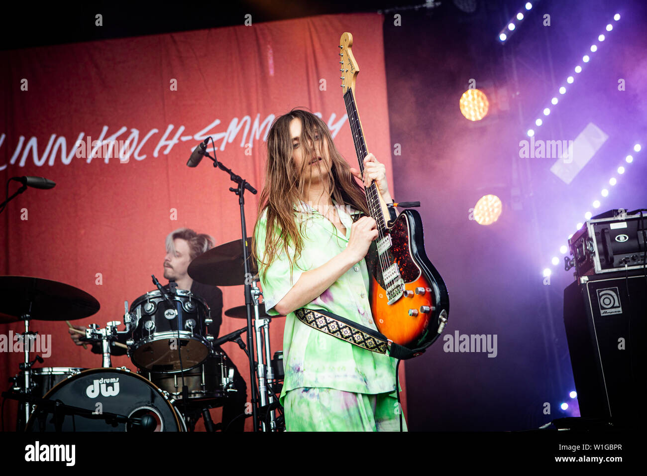 Roskilde, Denmark. July 2nd, 2019. The Swedish singer and musician Linn Koch-Emmery performs a live concert during the Danish music festival Roskilde Festival 2019. (Photo credit: Gonzales Photo - Christian Hjorth). Stock Photo