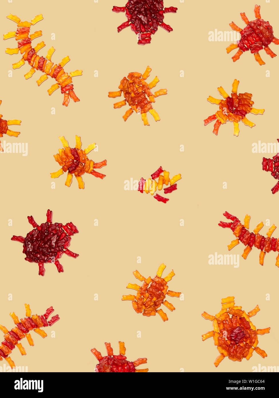 bugs and spiders made from fruit snacks Stock Photo