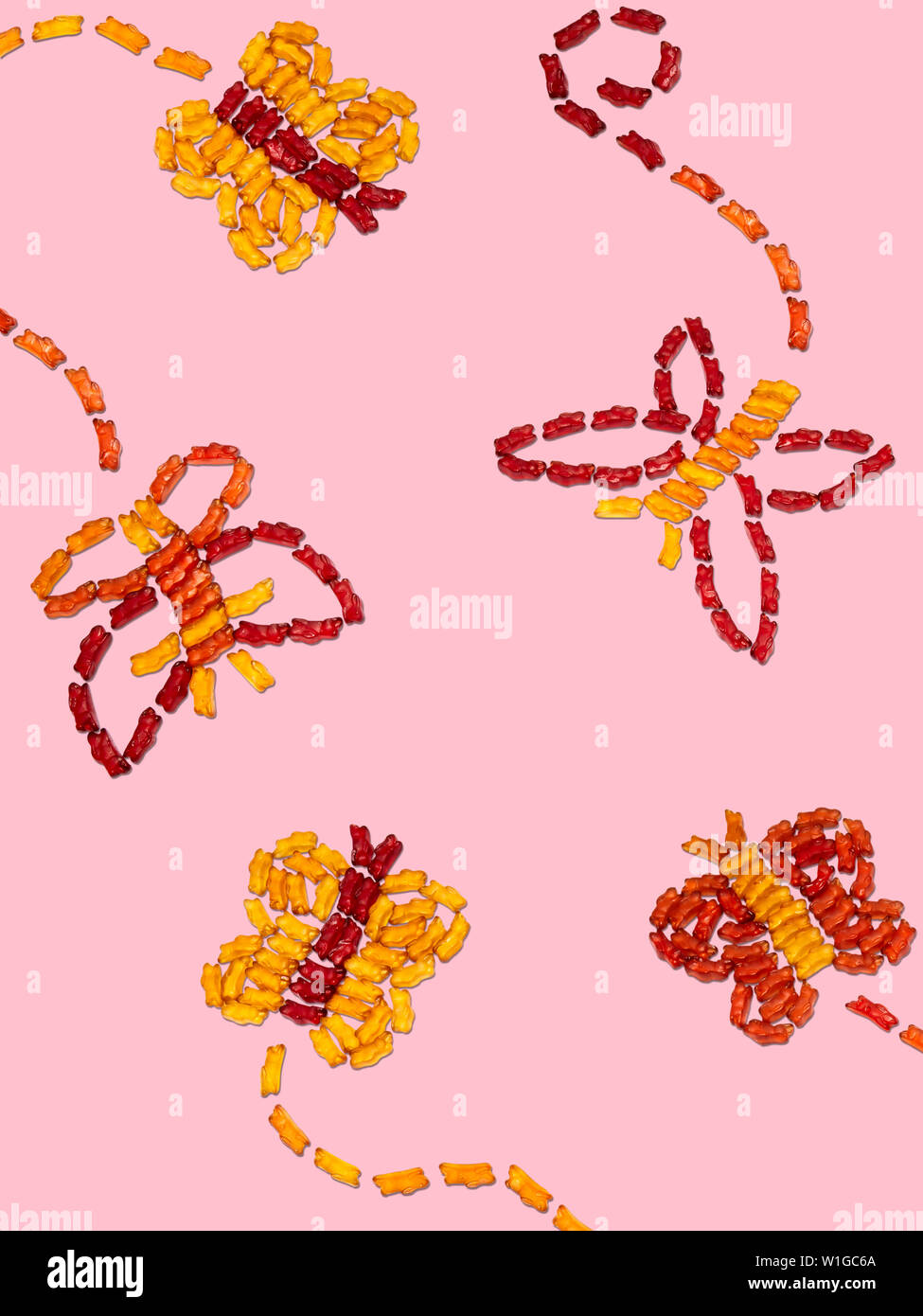 Butterflies made out of fruit snacks Stock Photo