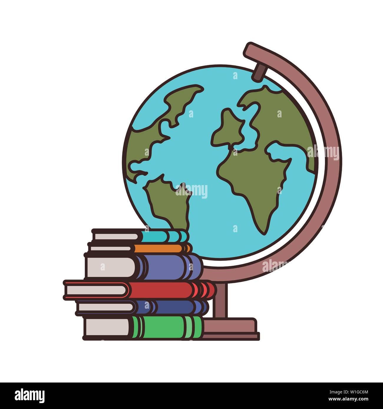 stack of books with globe on white background Stock Vector Image & Art ...